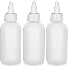 BRIGHTFROM Twist Top Applicator Bottles, Squeeze 4 OZ Empty Plastic Bottles, Refillable, Open/Close Nozzle - Leak Proof, Multi Purpose - 3 PACK