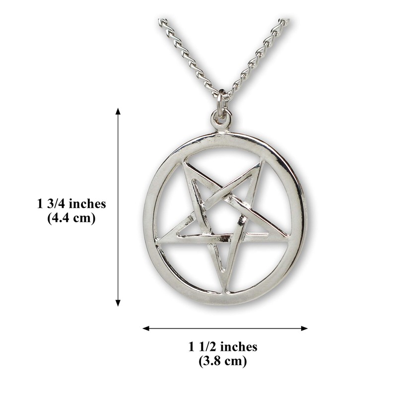 Real Metal Inverted Pentacle Pentagram Satanic Polished Silver Finish Pendant