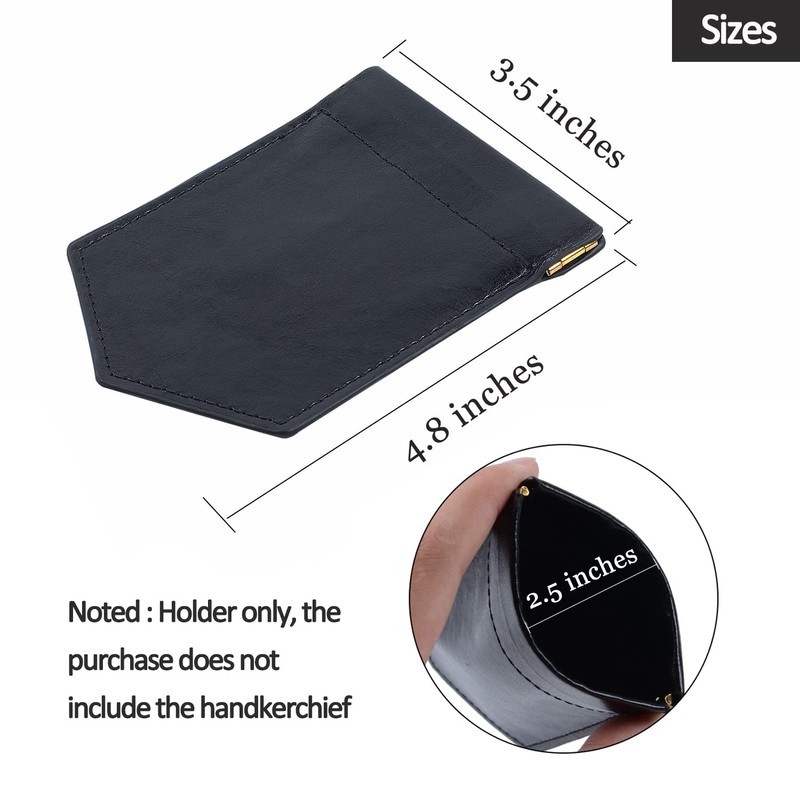 ONLVAN Pocket Square Holder Leather Slim Pocket Square Holder for