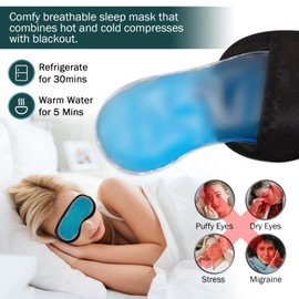 Sleep Masks, 2 Eye Masks with 1 Removable Cooling Eye Mask, Soft Comfort Eye Shade Cover for Sleeping/Gifts/Shift Work, Block Lights and Reduce Puffy Eyes