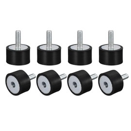 sourcing map Rubber Mounts 8pcs M6 Male/Female Vibration Isolator Shock Absorber, for Garage Motor Air Compressor Car Boat Bobbins, D25mmxH15mm