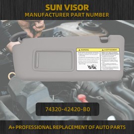 Dasbecan Left Driver Side Sun Visor Compatible with Toyota RAV4 2004 2005 Replace 74320-42420-B0 Sunvisor（Gray