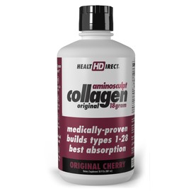 HEALTH DIRECT – AminoSculpt Liquid Collagen – 30 Fl Oz – 18 Grams of Premium Medical-Grade Collagen Liquid for Women – Original Cherry