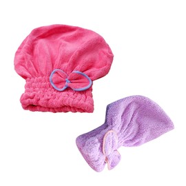 WOONEKY 2pcs Fashionable Simple Hair Drying Cap Microfibre Hair Towel Wraps Quick Drying Cap for Women Boys and Girls Bath Dry Towel