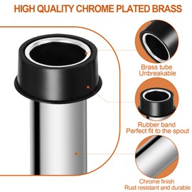 Swess 4 Pcs High Brass Bar Sink Overflow Pipe 7.48 in, Metal Sink Strainer Pipe Sink Overflow Tube Bar Sink Stopper Bathroom Pipes Fittings with Waterproof Glove for 1.75 Inch Drains