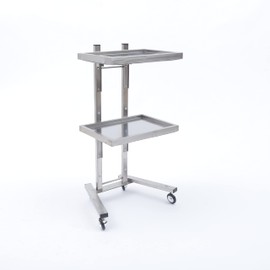 2 Tier Beauty Equipment Cart Foldable Tray Trolley Stainless Steel Rolling Equipment Mobile Salon Spa Cart Trolley Stand Beauty Instrument with 4 Wheels 15.75 * 11.8 * 33.86in(Silver)