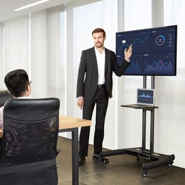 NB North Bayou Mobile TV Cart Rooling TV Stand with Wheels for 32 to 75 Inch LCD LED OLED Plasma Flat Panel Screens up to 100lbs AVA1500-60-1P (Black)