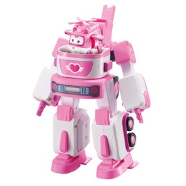 Super Wings - 7' Dizzy's Rescue Tow with 2' Pink Transform-a-Bot Mini Figure,Transforming Airplane Toy Vehicle Set,Toy for 3 4 5 Year Old Boys and Girls,US720314