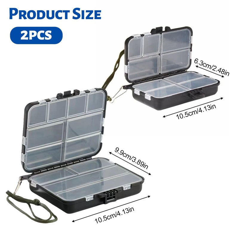 Pack of 2 Tackle Box, Double Compartment, Waterproof and Durable,