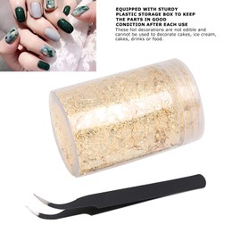 Hoja de oro de 10g, hojuelas de hoja de oro, hojuelas de decoración de uñas, hoja de oro para decoración, manualidades de hoja de oro, hojuelas de oro, hoja de oro brillante, decoración con purpurina,