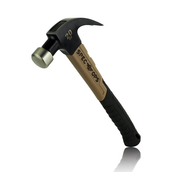 Spec Ops Tools Fiberglass Hammer, 20 oz, Curved Claw, Shock-Absorbing Grip, 3% Donated to Veterans