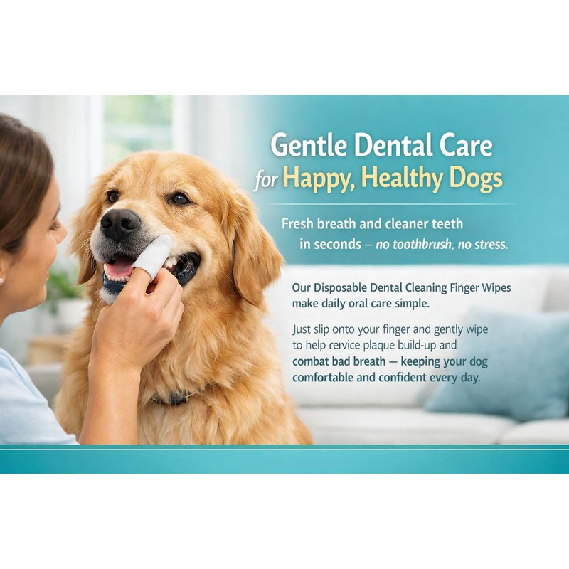 Pet Guru Disposable Dental Cleaning Finger Wipes for Dogs &