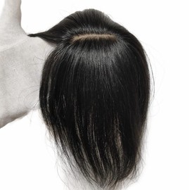 Wigrace Domestic Brand 100% Human Hair Hairpiece Short Synthetic Scalp Medical Men's Women's Eyepiece Wide (Short, Natural Black)