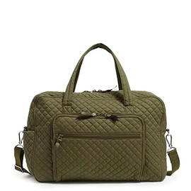 Vera Bradley Women's Cotton Weekender Travel Bag, Climbing Ivy Green - Recycled Cotton, One Size