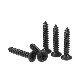 TA-VIGOR 200Pcs Self Tapping Screws, M3.5 Phillips Flat Head Screw, 20mm Countersunk Cross Head Tapping Screws, Carbon Steel Machine Wood Fasteners Bolts for Wood, Drywall, Furniture, Repairing, Black