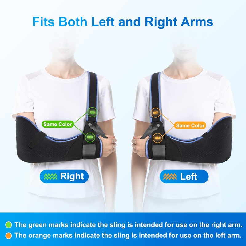 VELPEAU Arm Sling Shoulder Immobilizer- Rotator Cuff Support Brace- Comfortable