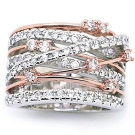 Jude Jewelers Silver Rose Gold Braided Wrap Knot Style Promise Statement Cocktail Party Ring, Metal, Cubic Zirconia