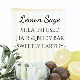 Lathered Artisan Lemon Sage | Organic Shea Butter Bar Soap - Single