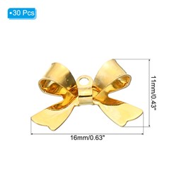 PATIKIL 30pcs Bow Charm, Bow Pendants Bulk Mini Bowknot Charm Pendants Metal for Jewelry Making Earrings DIY Crafts, Gold Tone