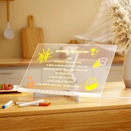 conatu conatu Acrylic Dry Erase Board with Light 12 X 8 Light up Drawing Board with Stand as a Glow Memo LED Letter Message Board Note Glass Led Board White Board with 7 Pen for Office School Home