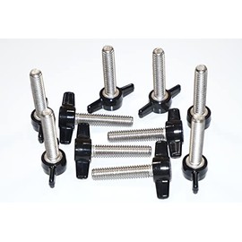 5/16 x 1-1/2" Thumb Screw Thumbscrew Thumb Screws Stainless Steel Standard/Coarse Black Tee Wing Plastic Knob Thumbscrew Stud 1-1/2" - Built in USA - Pack of 3,6,10