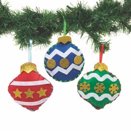 Baker Ross FC151 Christmas Bauble Sewing Kits - Pack of 3, Sewing Set for Children, Creative Activities for Kids, Ideal Christmas Arts and Crafts Project