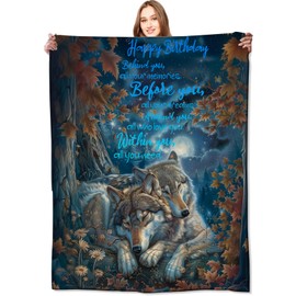 VODRM Birthday Gifts,Unique Best Gift Blanket 50x60in for Daughter Son,Wolf and Moon Blankets,Ideas for Boys Nephew Girls Niece Lightweight Throw,Happy Festival Party Room Decor