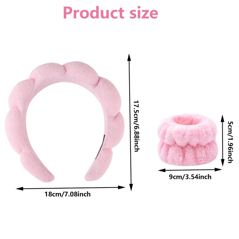 Spa Headbands for Women,3 Pcs Makeup Headband and Wrist Washband