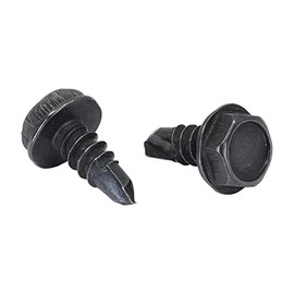 #8 x 1/2 in. Black Exterior Self Drilling Screws, Hex Washer Head (100 pcs) by Makers Bolt