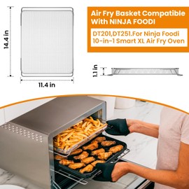 for Ninja Foodi Replacement Air Fryer Oven Basket, Original Replacement Baking Trays for Ninja DT201 DT251 Foodi Digital Air Fryer Oven, Mesh Basket, Ideal Accessories for Air Frying and Dehydrating