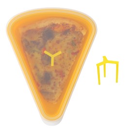 KEVJES 2-Pack Reusable Silicone Leftover Pizza Slice Storage Container with Air-tight Lids-BPA Free,Fits Single Slice up to 16”,Save Space,Refrigerator organizer(2 Yellow)