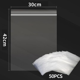 Ziplock Bags, Ziplock Bags, Large, 30 x 42 cm, Resealable Bags, Applicable Kitchen Storage, Storage of Office Supplies, etc., Pack of 50