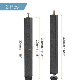 uxcell 2pcs 11.81"-12.6" Adjustable Height Bed Frame Support Legs, Metal Furniture Legs Replacement, Bed Rail Support Center Frame Slat Feet Risers, Silver