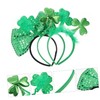Abaodam 1set Patrick's Day Sequin Hairbands Bowknot Green Festival Accessories
