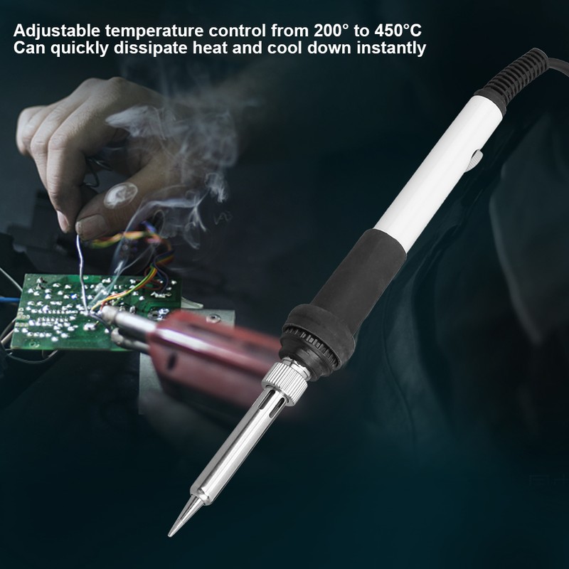 15Pcs Electric Soldering Iron Set Adjustable Temperature 60W White Welding