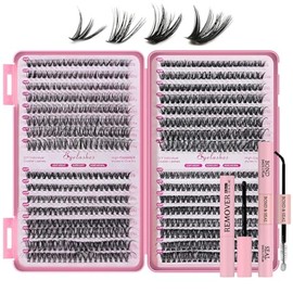 Kit de Extensión de Pestañas, 640 Pestañas Individuales,DIY Kit de Racimos de Pestañas Todo Con Unión y Sellado de Pestañas de Sujeción Fuerte, Pinzas Cepillo（Mezcla 30-40-50-60D, 9-16MM）