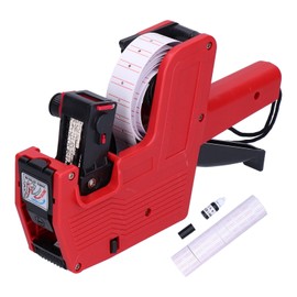 Price Tag Gun Coding Machine 8 Digits with 10pcs White Red Lines Sticker Labels Ink Red