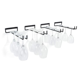 Wallniture Chiraz Stemware Wine Glass Rack Wall Mountable Wrought Iron Black 11 Inch Set of 4