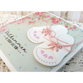 Baby Shoes Cutting Dies for Card Making，Baby Shoes Cutting Dies Cut Stencils for DIY Scrapbooking Photo Album Decorative Embossing Paper Dies for Card Making Templated+Cute Brooch Pin