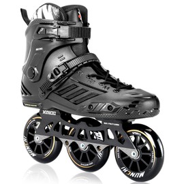 3 Wheels Fitness Inline Speed Skates for Unisex，110mm Roller Skates Blades (Black, Men 6.5/Women 7.5 39)