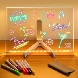 Led Note Board with Colors, Light Up Acrylic Message Board, Acrylic Dry Erase Board with Light, Light Up Drawing Board for Kids and Adults,for Home Office and School (11.8 * 7.9in)