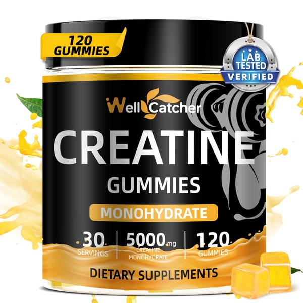 Wellcatcher Creatine Monohydrate Gummies for Men Women - Vegan Creatine