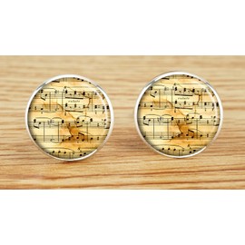 ecowcow Custom Classic Jewelry Tuxedo Shirt Sliver Cufflinks Men's Unique Business Wedding Gifts (Music Notes)