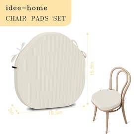 idee-home Chair Cushions for Dining Chairs Set 4, Windsor Seat Pads Kitchen Chair Cushions Corduroy with Ties, Removable Seat Pads, 16.5 x 15.5 x 2 inches, Beige