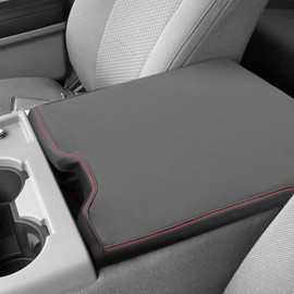 DEYTOP Center Console Cover for Ford F150 2015-2025 Accessories WITH 40/20/40 Jump Seat ONLY Console Armrest Cover for Ford F250 F350 F450 F550 2017-2025 (Black with Red Stitches, 2015-2025 JUMP SEAT)