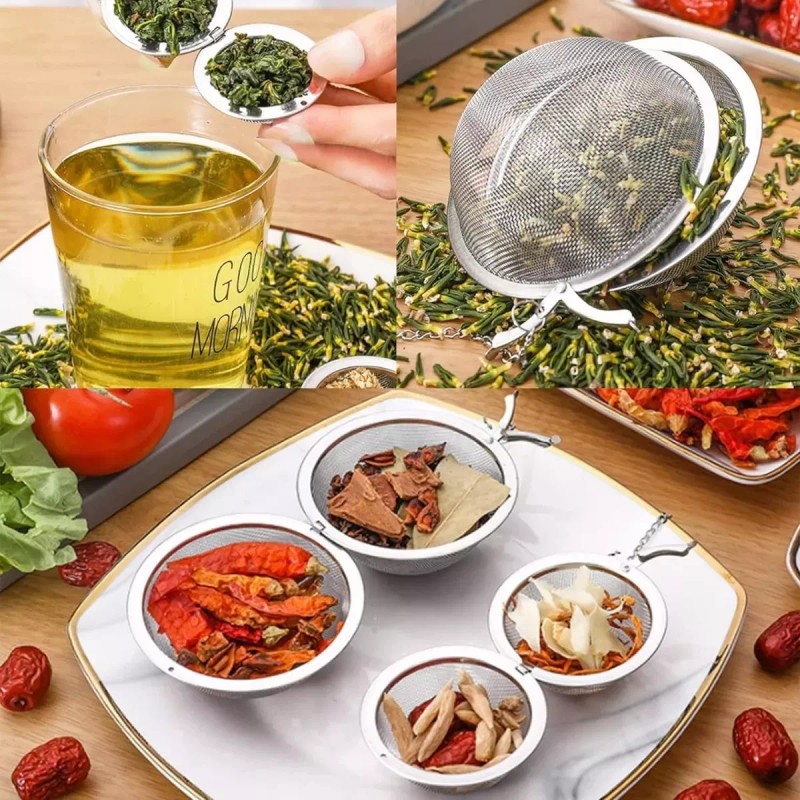 Veraly Duo Infusor Té Esfera Metal Filtro Malla Acero Inoxidable