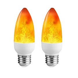 Dervacle LED Flame Effect Light Bulb E26 Flickering Candelabra Light Bulbs 4w Warm Yellow Candle Bulbs with Gravity Sensor Flickering Light Bulbs for Vintage Indoor Outdoor Decor