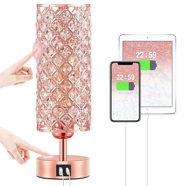 Hong-in Hong-in Crystal Table Lamp - 3-Way Dimmable Touch Control,