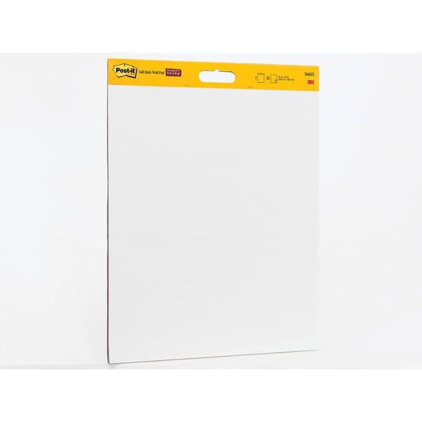 Post-it Easel Pad, 20 in x 23 in, White, 20 Sheets/Pad, 2 Pads/Pk, Mounts to surfaces with Command Strips included (566)