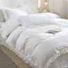 RANZNAZ White Ruffle Duvet Cover Queen Size with Pintucks, 3